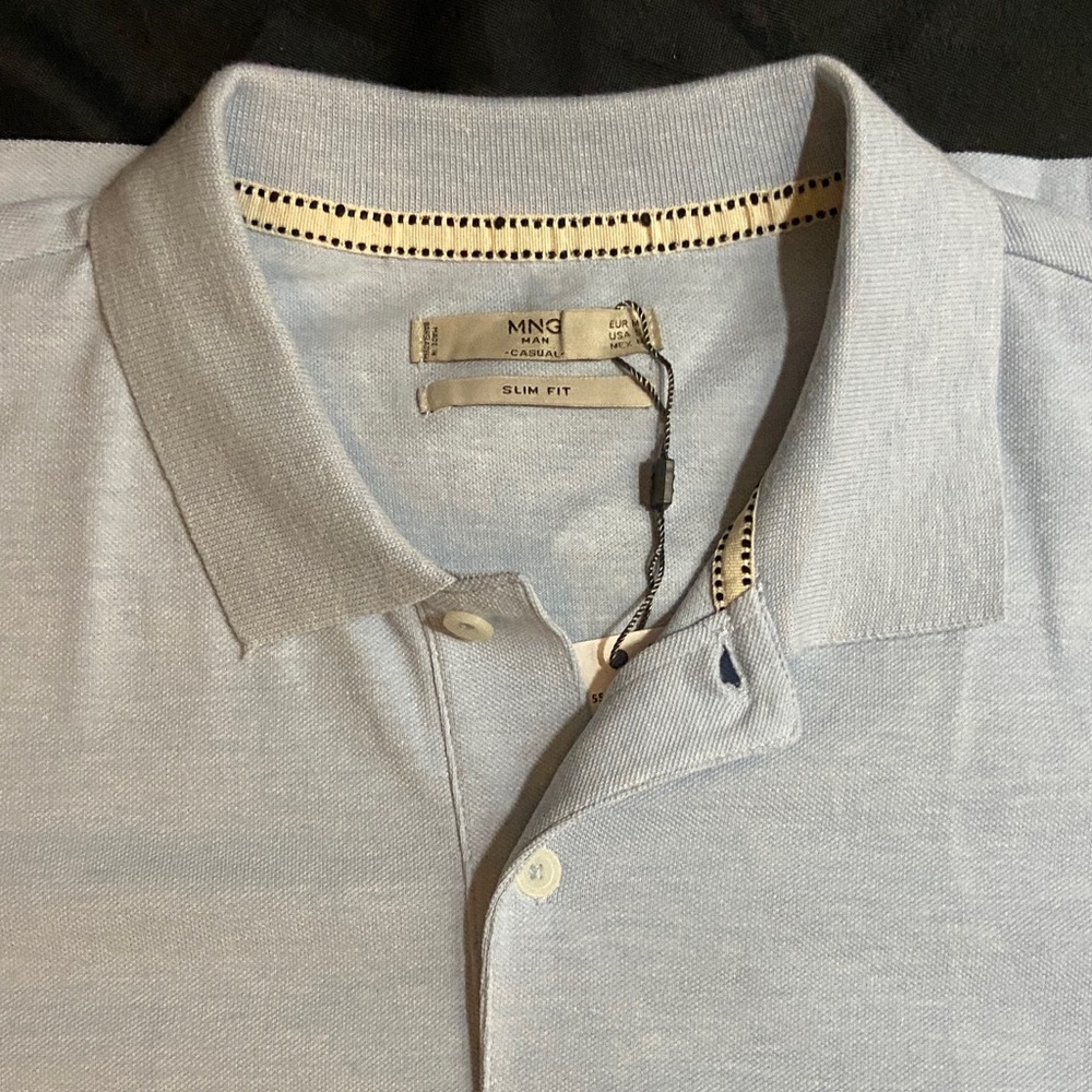 Mango Light Blue Slim Polo